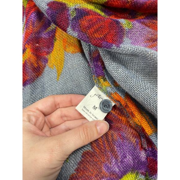 Gottex Womens Size M Linen Floral Button Up Long Tunic Top Cover Up - Picture 6 of 12